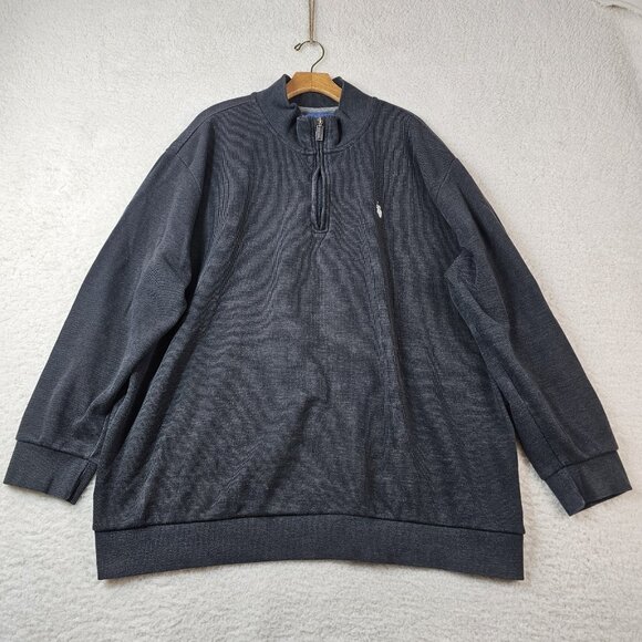 U.S. Polo Assn Sweater Mens 2XL Gray Quarter Zip Charcoal Thick Ribbed Pullover - Picture 1 of 13